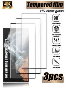 3pcs Curved Screen Protector, Compatible With Galaxy S21/S22/S23/S24 Ultra/S24 FE/S25 Ultra/S25/S26 Ultra/S26/S26 Plus, Fingerprint Unlocking, Waterproof, Anti-Fingerprint, Anti-Scratch, Anti-Shock - Clear - View 41