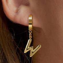 2 Pieces /Set Of Stylish And Exquisite Mini Stainless Steel Balloon Bubble A-Z, 26-Letter Pendant Earrings, Simple And Creative Niche Design, Casual Style Earrings, Suitable For Ladies To Wear Casually In Daily Life, Festival Party Gifts! - Yellow Gold - View 28