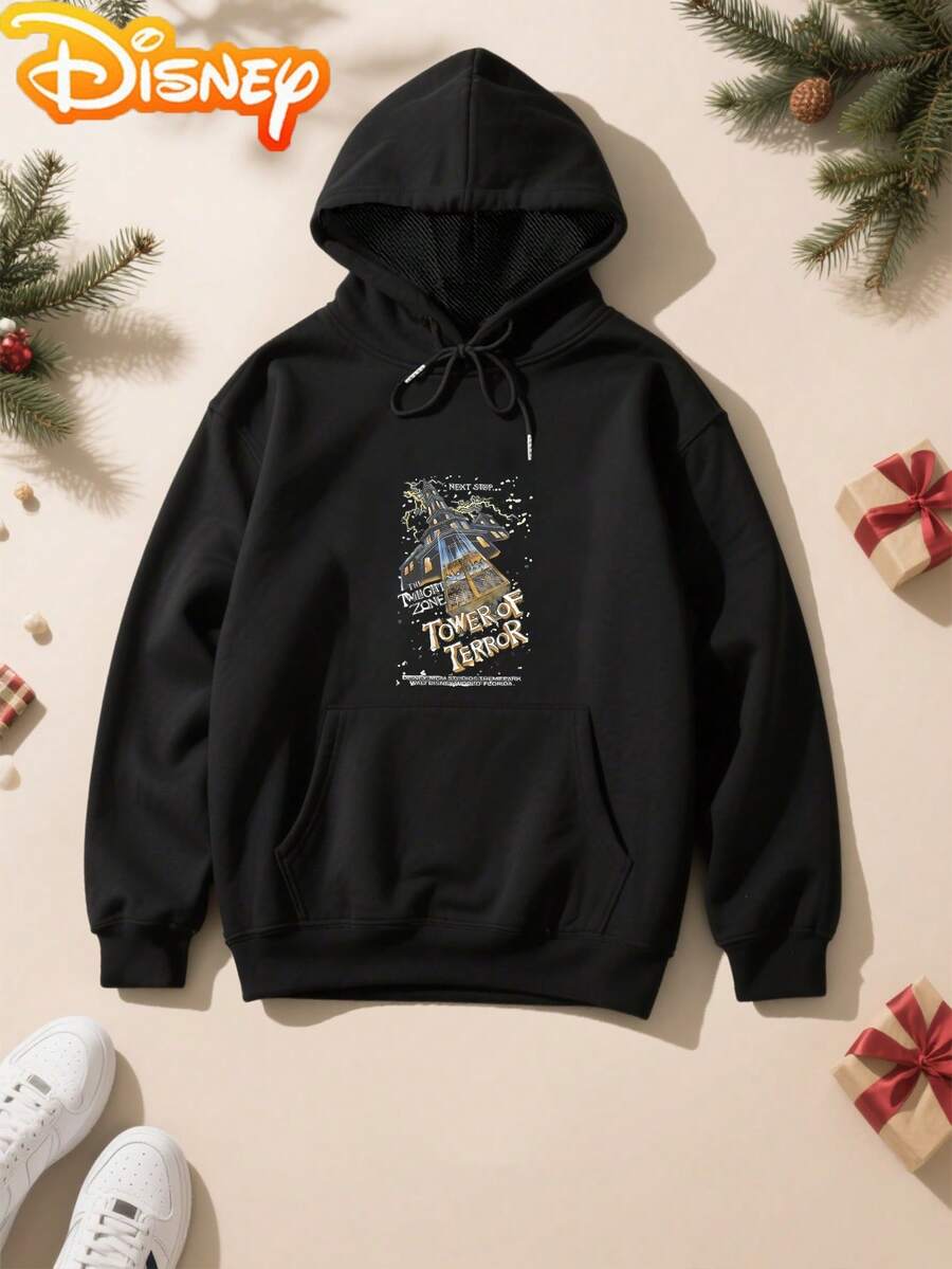 Nightmare Before Christmas Women's Hooded Sweatshirt - Tim -Inspired Gothic Green Pullover With  & Sally Graphic, Casual Winter Sweater For Themed Events & Casual Attire - Black - View 1