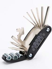 16合1自行车维修工具，多功能折叠扳手套筒六角扳手自行车维修工具套装 - 白色 - 查看 7