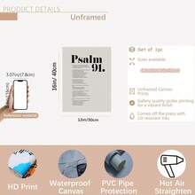 1pc Framed Canvas Wall Art, Psalm 91 Bible Verse Art Print Canvas Poster, Ideal Gift For Bedroom Living Room Hallway Dorm Wall Decor