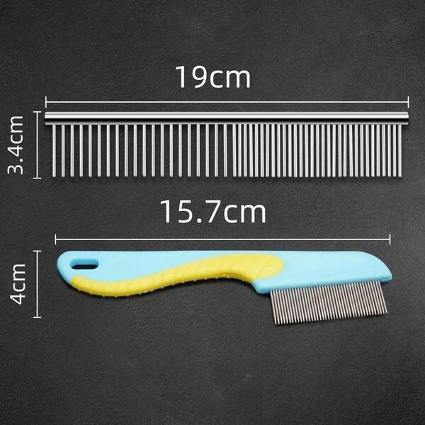 Pack Dog Combs, Premium Cat Comb For Removing Tangles, Knots And Floating Hair. Stainless Steel Dog Grooming Combs, Meta...