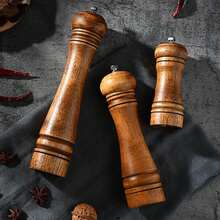 1个手动研磨器，适用于研磨黑白胡椒粒、辣椒片、芝麻、海盐，配木制香料罐，家用