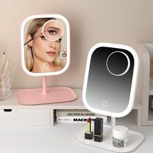 1pc Makeup Mirror With Light, LED Makeup Mirror With 3 Color Modes, Desktop Makeup Mirror With Smart Adjustable Tri-Color Light Touch Control, Light Up Makeup Mirror With Storage Tray, 270° Swivel, Travel Makeup Mirror, Portable Illuminated Beauty Mirror, Rechargeable Desktop Led Folding Detachable Makeup Mirror, Desktop Makeup Refill Mirror, Creative Valentine's Day Gift, Women's Gift