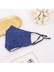 1个时尚透气防尘口罩，彩色亮片个性化口罩，适合日常佩戴，防尘防风，也适合圣诞节和万圣节装扮、女士冬季服装、情人节装扮。 - 彩色 - 查看 5