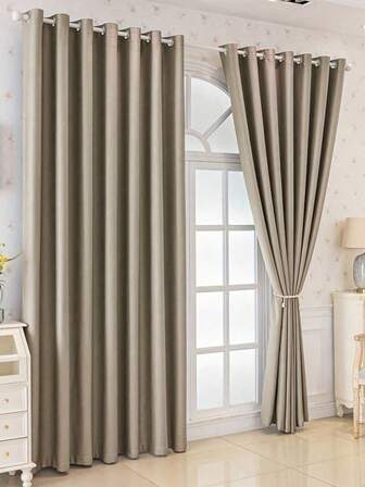 2pcs Blackout Curtains, Suitable For Living Room, Balcony, Dining Room, Bedroom, Home Office, Easy Installation With Grommets