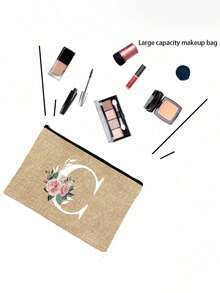 1 Stück Buchstabe A-Z Blumen Muster Make-up Tasche, Geschenk für Mädchen, süßer retro einfacher Mode Buchstaben Muster bedruckter Beutel Aufbewahrungstasche, Kosmetiktasche für kleine Artikel Aufbewahrung, Aufbewahrungstasche, Make-up Aufbewahrungstasche, Kulturbeutel, Clutch Tasche, leicht faltbare Aufbewahrungstasche, einfache Einkaufstasche, Lehrerin Geschenk Clutch Tasche, Aufbewahrung für Krankenschwestern, Ärzte, Lehrer Tasche, geeignet für persönliche Reise Kosmetikaufbewahrung - Verschiedenfarbig - Übersicht 8