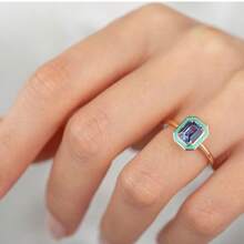 1pc Elegant Cubic Zirconia Engagement Ring, Valentine's Gift For Women - 金色 - 查看 9