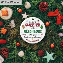 2D Flat, 1pc Wooden Christmas Neighbor Decor - "Sweeter With Neighbors" Gingerbread House Number Sign Design, White & Green Holiday Decor, With Gold Hanging Loop, For Door, Tree, Fence - Gift, 2D Flat, Christmas Decoration - White - View 6