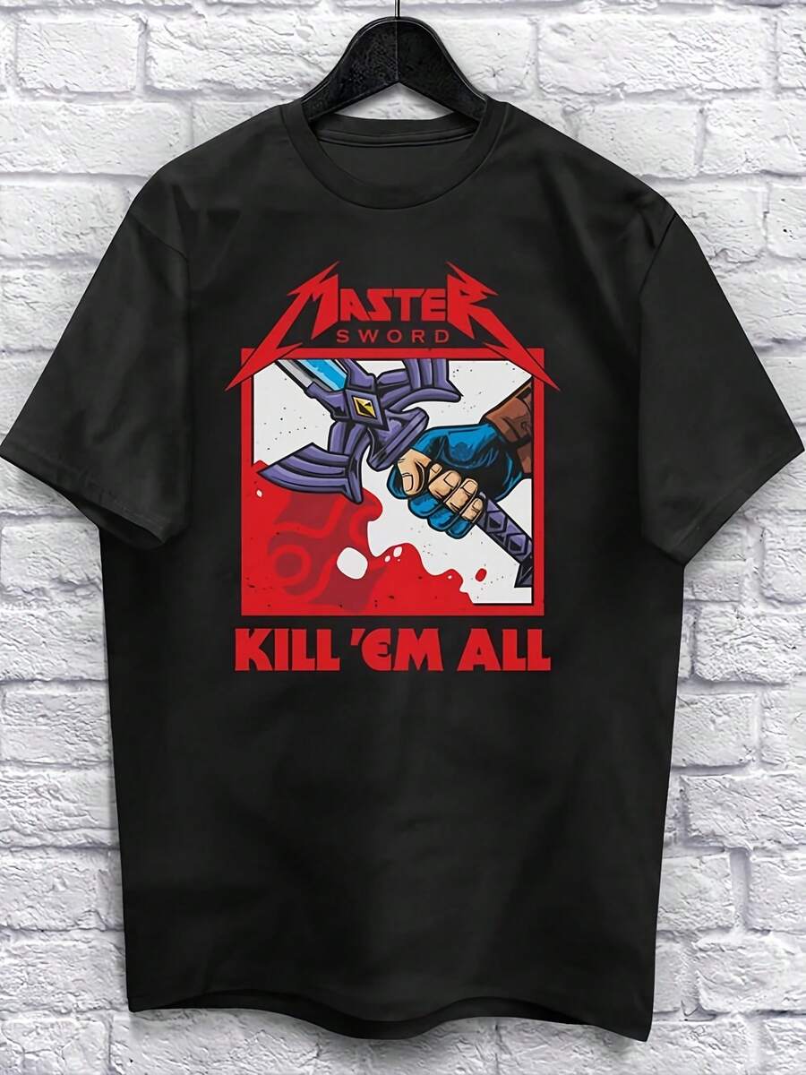 The Master T-Shirt Unisex (For Men And Women) Shirt Gamer Shirt Heavy Metal Shirts Video Game Shirt Music Retro Leisure Digital Printed Pure Weight 100% Cotton T-Shirt - 黑色 - 查看 1