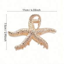 1 Women's Elegant Gold Starfish Hair Clip - Medium Claw Clip, Simple Korean Style Home Travel Beach Accessory, Durable Gold Tone Design - Gold - View 6
