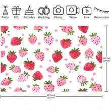 1 款超大草莓背景横幅 - 鲜艳的粉色草莓搭配绿色叶子，适用于生日、周年纪念日和各种庆祝活动，可用作礼物、摄影背景、派对装饰 - 适合室内外使用，活动背景 | 节日设计 | 草莓装饰…… - 彩色 - 查看 4