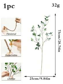 1PC/2PCS/3PCS/4PCS 73cm Artificial Eucalyptus Leaves, Fake Plant Eucalyptus Stem With 3 Forks For Christmas Green Plants, Home Wedding Table Center Decor, Faux Flower Stem Farmhouse Home Decor Fall Decoration, Spring Decor,Home Vase Thanksgiving Table Centerpieces Harvest Festival Decoration Christmas Decorations Room Decor