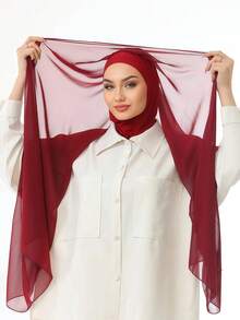 1 Bộ khăn trùm đầu bằng vải chiffon 2 trong 1 có mũ trùm đầu, khăn trùm đầu bằng vải jersey mềm mại và thoáng khí, thích hợp để mặc hàng ngày cho người Hồi giáo - Khăn trùm đầu 2 trong 1 dùng một lần - Xem 9