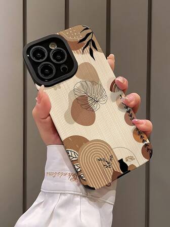1pc Fashionable Minimalist Asymmetrical Graphic Print Vertical Striped High-End Faux Leather Shockproof Anti-Fingerprint Phone Case, Suitable As Birthday, Holiday Gift For Friends, Family, Couples, Compatible With Apple And Models