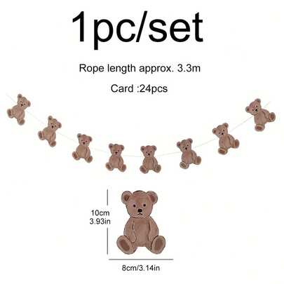 Decoración de la habitación para fiesta de cumpleaños con bandera vintage de oso