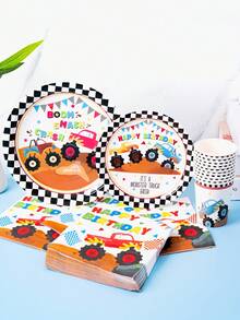 8件套黑白格子野餐套装，包含一次性餐盘、餐巾纸和杯子，适合生日、婚礼、派对、家庭野餐等场合。 - 彩色 - 查看 3