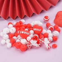 4/38pcs Cute Valentine's Day Silicone Beads DIY Jewelry Making Kit With Cupid & Heart Charms For Necklace Bracelet Keychain, Craft Supplies For Women Men, Gift For Lovers Students - DIY Valentine's Day Kit - View 4