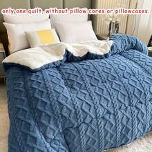 1件加厚保暖绒毛被 - 四季通用加厚绗缝柔软透气涤纶被，可机洗，秋冬季卧室保暖，高克重塔夫绸羊羔绒面料被芯 - 寶藍色 - 查看 5