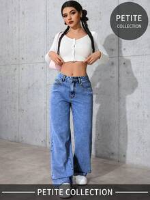 女款純色休閒牛仔褲，小碼女款 - 藍色 - 查看 6
