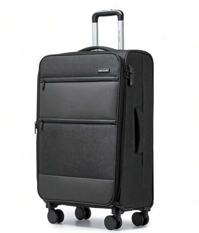 Suitcase 20 24 28 Inch Small Medium Large 3 Piece Set Cabin Size Carry On And Check In Lightweight Softside Spinner Wheels TSA Lock 20 Inch With Laptop Compartment 24 28 Expandable For Business Trips Holidays Weekend Breaks Solo And Family Travel - Black