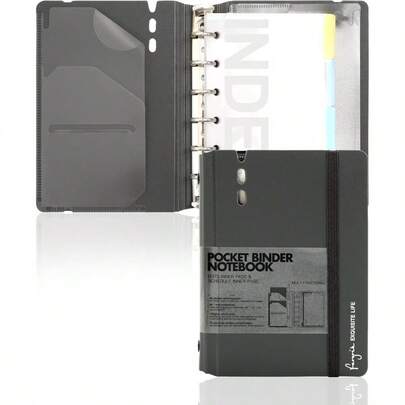 A7 Small Binder Notebook With Removable Pages Hardcover Spiral Refillable Mini Binder Notebooks For Note Taking Pocket Notebook With Planning Square Ruled And Dotted Ruled Pages 4x5.7 Inch Grey