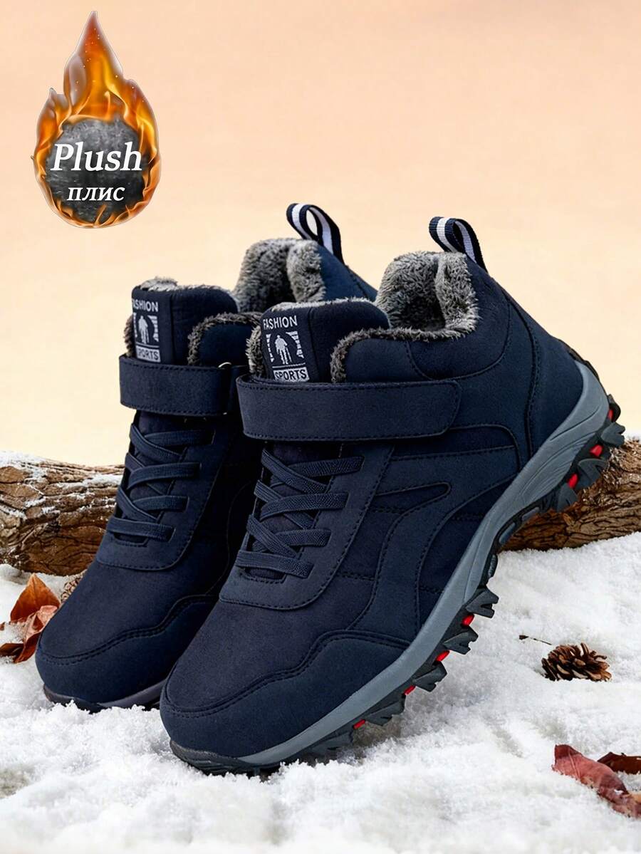 2025 Nuevas botas de nieve de invierno para hombre Diseñador Gancho y bucle Mantener caliente Cordones Botas de senderismo al aire libre para hombres Antideslizante Suela resistente al desgaste Ligero Botas de tobillo llanas Trekking Cómodas zapatillas Regalos de festivales Zapatos de trabajo para hombre Ropa de invierno esencial, por favor elija una talla talla grande grande