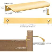 Gold Cabinet Handles, Edge Drawer Pulls, Hidden Modern Aluminum Alloy Wardrobe Door & Kitchen Cabinet Knobs Hardware, Brushed Gold