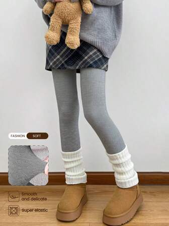 Thermal Cozy Tights, Grey Tights, Warm Cozy Tights For Business And Work, Thick Pantyhose