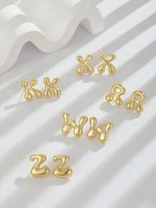 1 Pair Minimalist Ins Style 26 English Letter Stud Earrings For Women, Fashion Versatile A-Z Bubble Round Mirror Letter Earrings Accessories