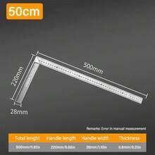 Regla cuadrada de ángulo de 30/50CM, regla de ángulo recto de 90 grados, regla triangular de acero inoxidable, herramienta de medición de calibre para carpintería KAGH - 02-20CM - Ver 6