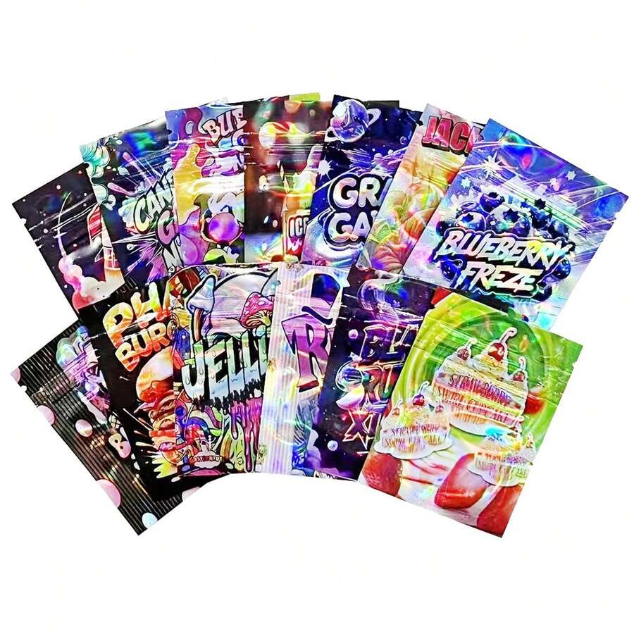 100pcs Cali Packs Heavy-Duty 2.36x3.15 Inch (6x8cm) Mylar Ziplock Bags - Waterproof, Smell Proof, Self-Sealing Party Favor Bags With Fast Food Designs (Big Burger, Ice) - Ideal For Candy, Birthday Parties, Bakeries, Grocery Stores - Reusable Mylar Pouch - Multicolor - View 1