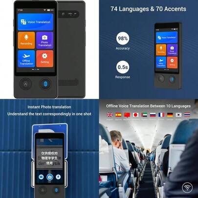 Offline Language Translator Device [Latest AI Voice Translator W12] 144 Languages And Accents 97% Accuracy 0.5S Fast Response With 3.7 Inch Touchscreen Instant Two Way Translation