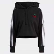 Adidas Women's Sportswear Clover Knit Hooded Pullover - Black and White - View 3