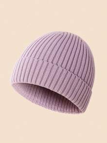 1 件儿童幼儿罗纹针织帽 - 多色可选，适合冬季、圣诞节和日常保暖 - Ribbed Knitted Beanie Hat - 查看 32