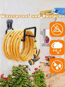 Heavy-Duty Garden Hose Bracket - Rust-Proof Wall-Mounted Storage Rack For Outdoor Gardens And Garages - Includes Screw Pack - Easy Installation And Space-Saving; Hose Organizer | Modern Garden Accessories | Durable Garden Equipment; Non-Marking Adhesive Transparent Wall Hooks, Strong Waterproof Wall Hooks, Drill-Free Self-Adhesive For Bathrooms, Kitchens, Bedrooms And Outdoors.