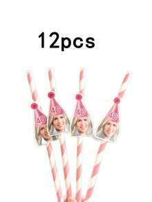 1/12/24pcs Customized Face Party Paper Straws, Bachelorette Party Personalized Face Straws, Customizable Age Birthday Party Face Straw Decors, Girlfriend Birthday Party Decor Gifts,Multi-Functional,Durable,Ornamental,Reusable,Exquisite,Stylish,High-Quality,Colorful,Modern,Custom,Personalized,Unique,Ideal Gifts For Him,Ideal Gifts For Her,Family,Friends - Multicolor - View 14