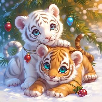 5D Diamond Painting Kit - Suitable For Beginners, Round Diamond Art, Cute Tiger Theme Handmade Mosaic, Full Drill Canvas Diamond Embroidery, Home Decor Craft, Frameless Surprise Gift