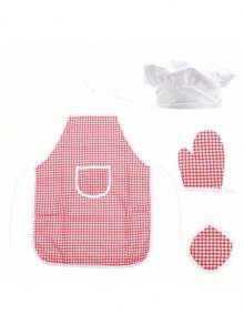 粉色儿童围裙套装 - 可爱的厨师烹饪烘焙围裙，适合女孩，幼儿厨房角色扮演服装，配有帽子、手套和口袋，是艺术、烹饪课、生日礼物或万圣节服装的理想选择。 - 彩色 - 查看 11