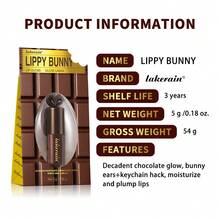 lakerain Brazilian Bunny Lip Gloss, Chocolate Color, Moisturizing, Shiny, Sparkling, Plumping Lip Tint, Mirror Finish Lip Gloss, Makeup - Màu nâu Sô-cô-la - Xem 9