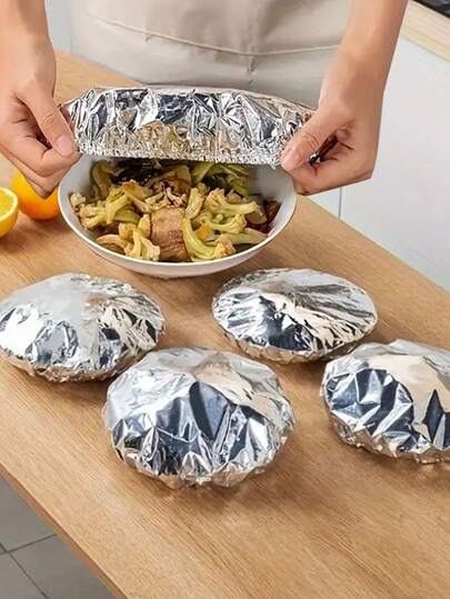 120pcs Aluminum Foil Insulation Covers For Kitchen & Dining Table - Reusable, Heat Retention Food Wraps For Picnics, Camping & Home Use, Camping Food Warmer Cover|Foodsafe Cover|Reusable Food Wrap Food Covers Cling Film Fridge Organizers Storage