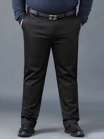 Plusstorlekar Herrbyxor Med Elastisk Midja