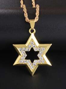 1件装时尚大卫之星吊坠，闪亮六边形吊坠项链，大卫之盾护身符男士饰品 - 時尚 - 查看 10