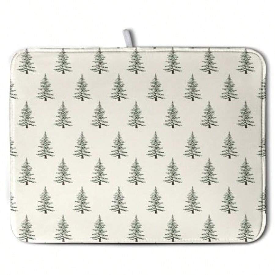 LAN-Christmas Tree Dish Drying Mat Winter Xmas Holiday Drying Mats Microfiber Absorbent Dishes Drying Pad Washable Kitchen Countertop Protector Dish Drainer Rack Mat 18x24 InchS138 - Christmastree - View 1