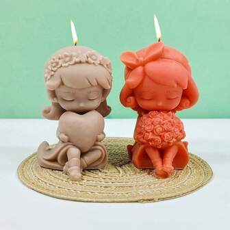 3D Flower Picking Girl Candle Silicone Mold DIY Wishing Wings Girl Aromatherapy Wax Gypsum Soap Resin Mold Home Decoration Gift Accessories