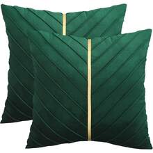 Pillows Sofa BedChristmas Green Velvet Throw Pillow Covers 18x18 Inch Pack Of 2 With Gold Leather Home Decorative Cushion Cases Luxury Modern Pillow Covers Sofa Bedroom Livingroom Car - Xanh nước biển - Xem 10