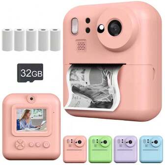 Kids Camera Instant Print For Boys And Girls Age 3-12, 8X Digital Zoom Cameras For Vlogging 2.4''IPS Screen Rechargeable Camera Photography Professional,1080P HD Kids Digital Camera With Print Paper Nstant Print Toy IChristmas Birthday Gifts For Toddler,Suitable For Giving To Family/Friends/Partners/Young People, Traveling And Outdoor Adventures,Pink