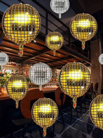 10个/22英寸迪斯科圆形4D铝箔气球，适用于毕业派对、婚礼和派对装饰用品