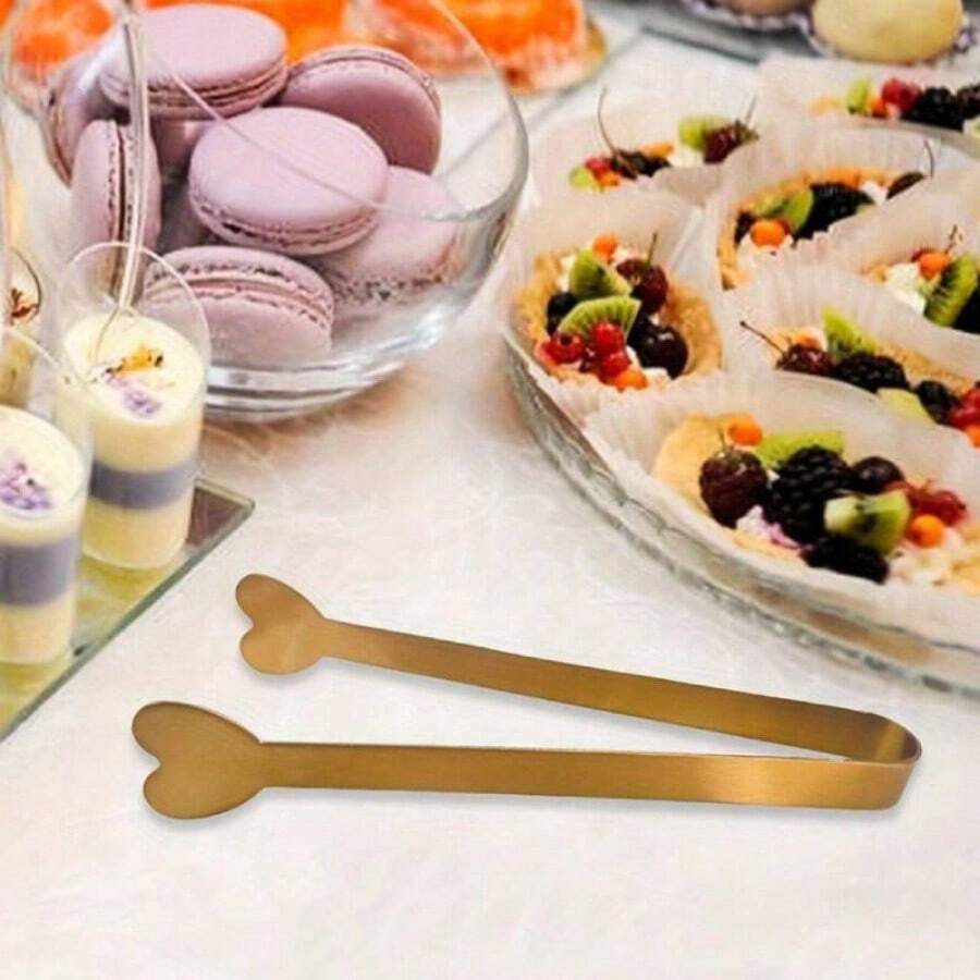 Pinzas mini de acero inoxidable con forma de corazón - ¡Elegantes y prácticas! Sujeta con facilidad cubos de azúcar, cubitos de hielo, aperitivos, galletas - Esencial para hornear, café, postres para elevar tu experiencia culinaria