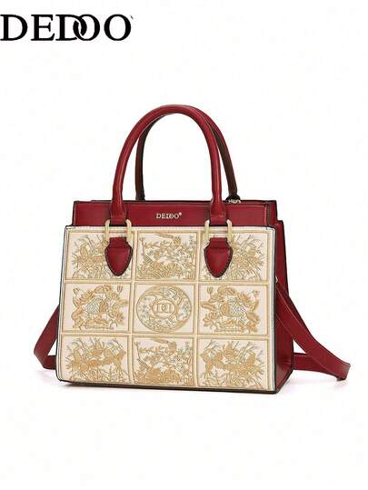 Dedoo 女士新款复古时尚百搭中青年奢华欧美大容量斜跨包适合旅行、逛街、聚会等场景使用的女士手提包。